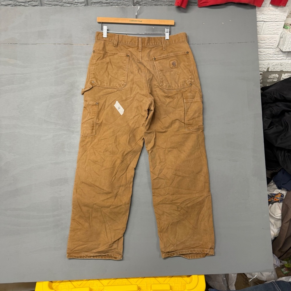 Carhartt Mens Double Front Work Pants Brown Duck Canvas Made in USA 34x30 5607 - Picture 3 of 5